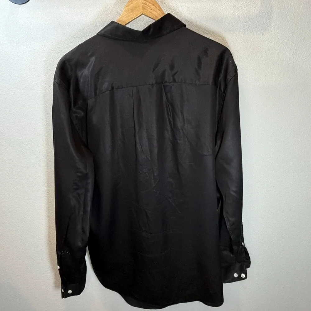 Zara Man Expresso Long Sleeve Button Down Satin Sheen Shirt XL 0342